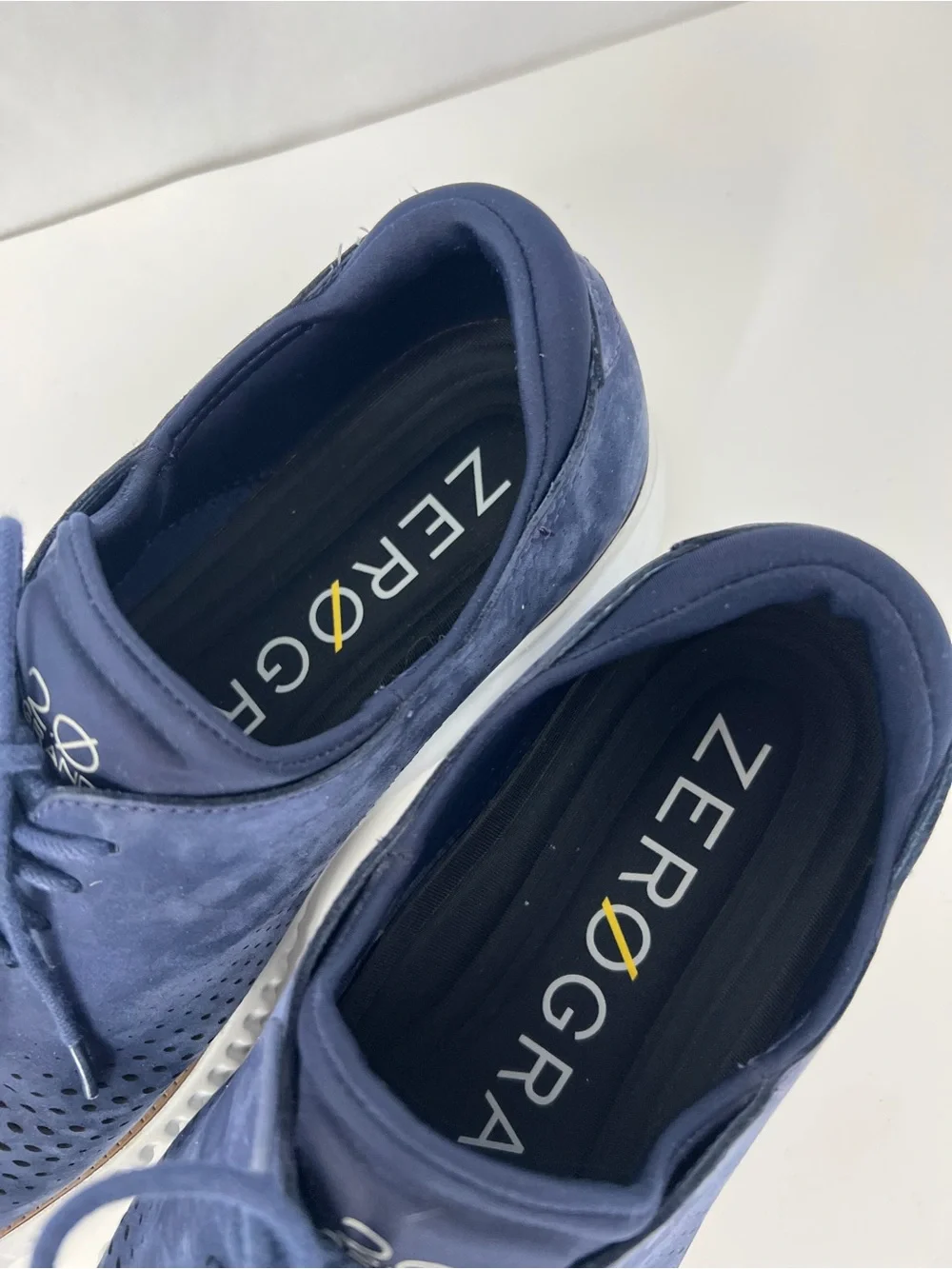Cole Haan zero grand Navy Suede Perforated Lace-Up Oxfords
